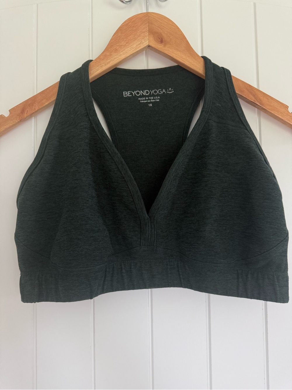Beyond Yoga Spacedye Lift Your Spirits Sports Bra 1X Dark Spruce Green Plus